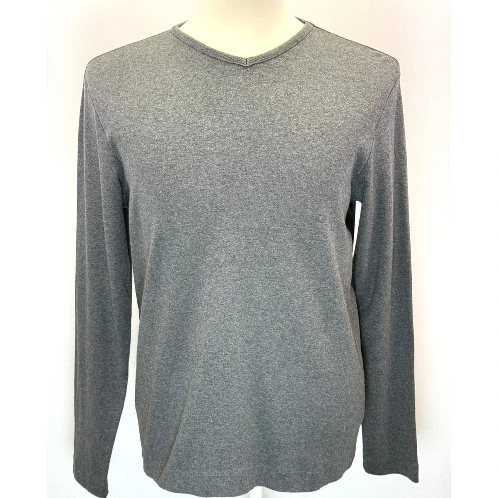 Banana Republic Mens Grey Pullover V-Neck Cotton Long Sleeve Sweater Size M